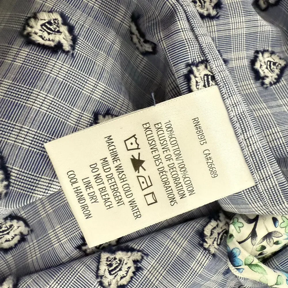 Robert Graham Button Front Short Sleeve Shirt ANGEL FISH Blue White  M